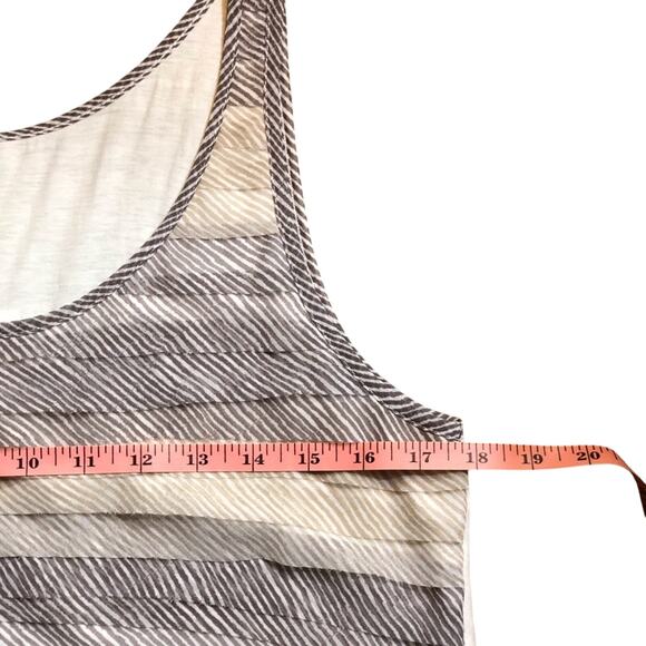 NWT Ann Taylor Loft Buttons Ruffle Front Tank Top Tan Cream Stripe Scoop Neck - Picture 11 of 16